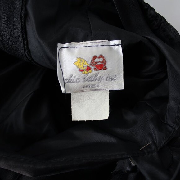 Chic Baby America black gathered satin taffeta dress flower special occasion 3/4 - Picture 8 of 8